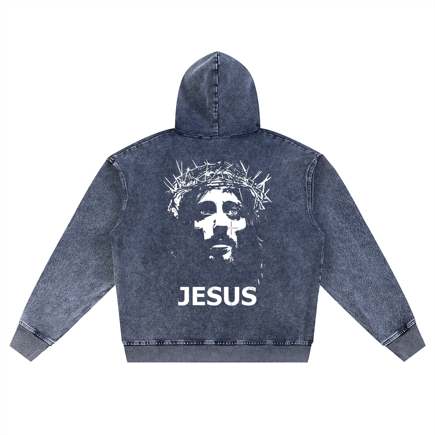 Snow Wash Oversized Zip-Up Hoodie