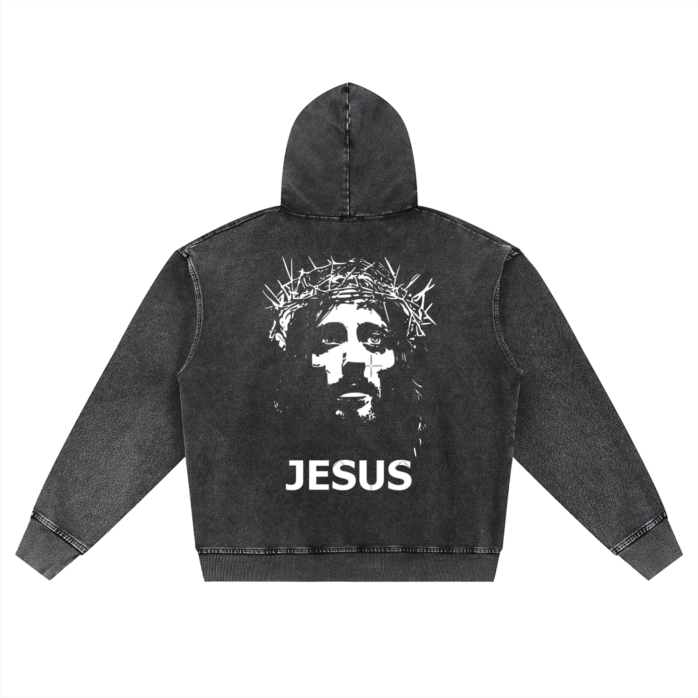 Snow Wash Oversized Zip-Up Hoodie