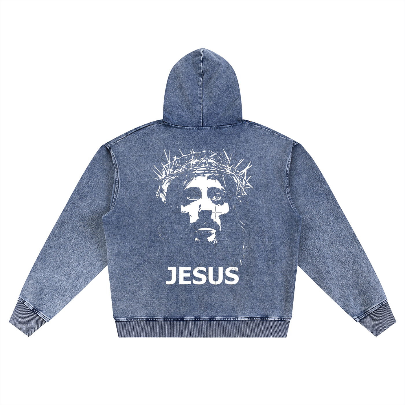 Snow Wash Oversized Zip-Up Hoodie